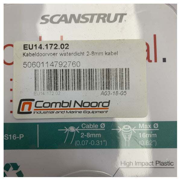 Scanstrut DS16-P marint kabelgjennomføringsbeslag - vertikal tetning for 2–8 mm kabler - svart 