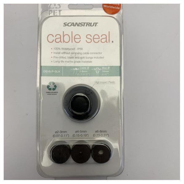 Scanstrut DS16-P-BLK vertikalna brtva za kabel - crna plastika za kabele promjera 2 mm do 8 mm 