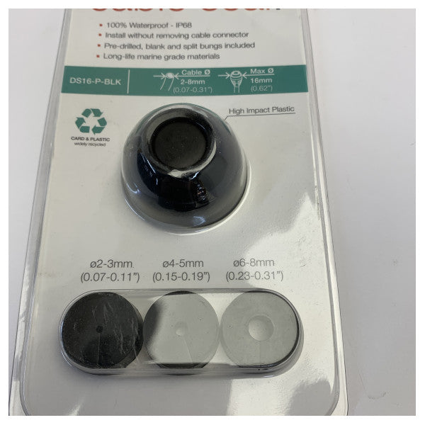 Scanstrut DS16-P-BLK vertikalna brtva za kabel - crna plastika za kabele promjera 2 mm do 8 mm 