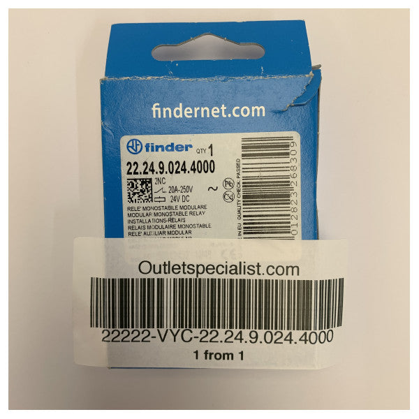 Finder 22.24.9.024.4000 Installation Relay 24V DC 20A - Marine Grade Contactor