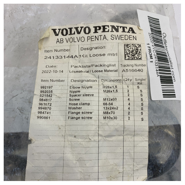 Kit de ferragens para motor marítimo Volvo Penta 24133144A - Peça de substituição genuína 