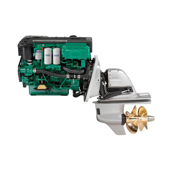 The Dual Volvo Penta D4-300 Aquamatic engine package includes both engines, drives, and electronics.