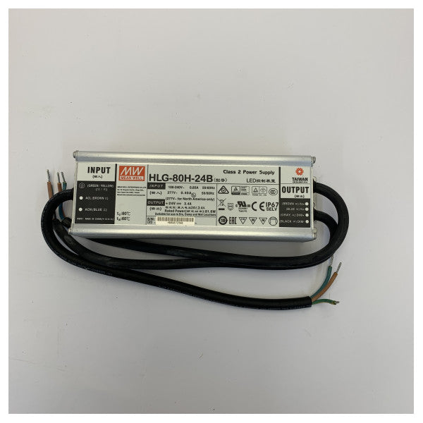 Mean Well HLG-80H-24B Alimentatore LED 24V 80W IP67 Dimmerabile 