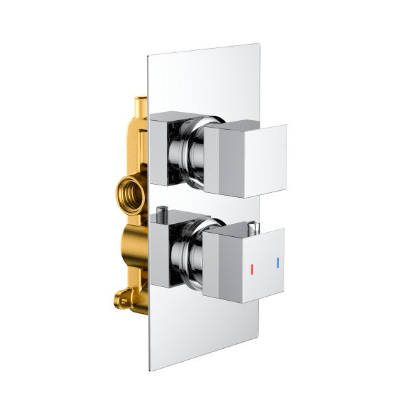 Wentworth Cube Square twin single thermostatic shower mixer tab chrome - 066483