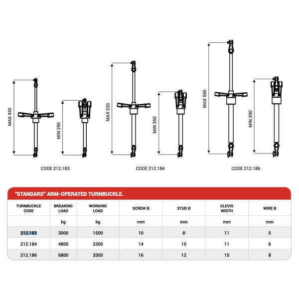 NEMO Open Armado de acero inoxidable Armbuckle | Llave de llave 5 mm | 3000 kg - 212.183