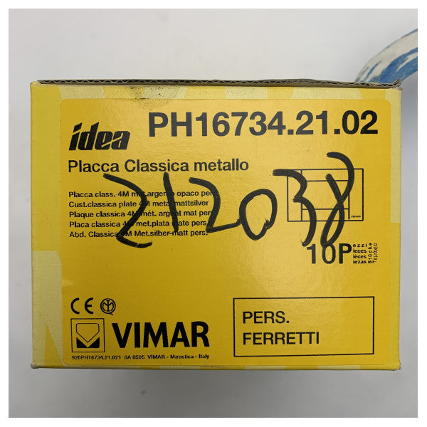 Vimar Z1 Classic Plata Mate Placa de interruptores eléctricos marinos de 4 contactos - 16734.21.02
