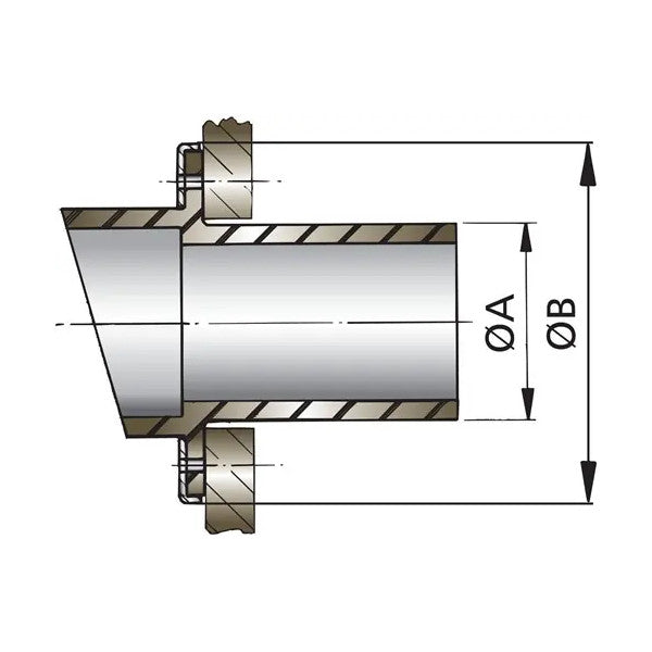 Konnettur tal-manka tal-plastik Vetus TRC60R b’60 Grad 65mm - Hardware tal-Yacht 
