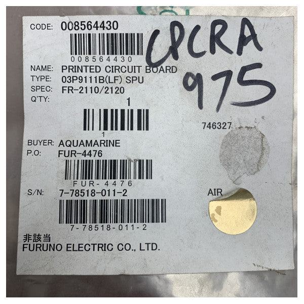 Furuno X-Band Radar SPU Board 03P9111B(LF) for FR-2110 / FR-2120 - 008-564-430 