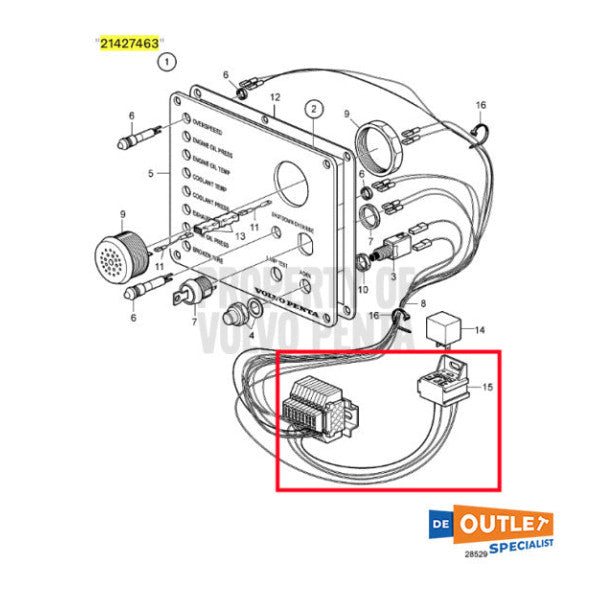 Volvo Penta connection control cable - 21427463-P01