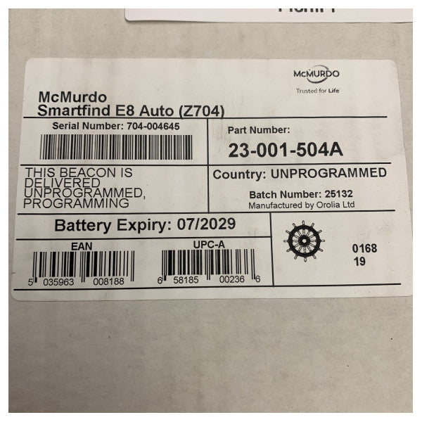 McMurdo SmartFind E8 Auto EPIRB � Niezawodny morski nadajnik ratunkowy - 23-001-504A
