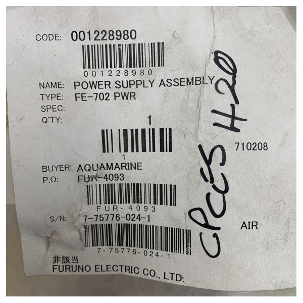 Alimentation Furuno pour sondeur Echo FE-700/702 - FE-702 PWR - 001228980 