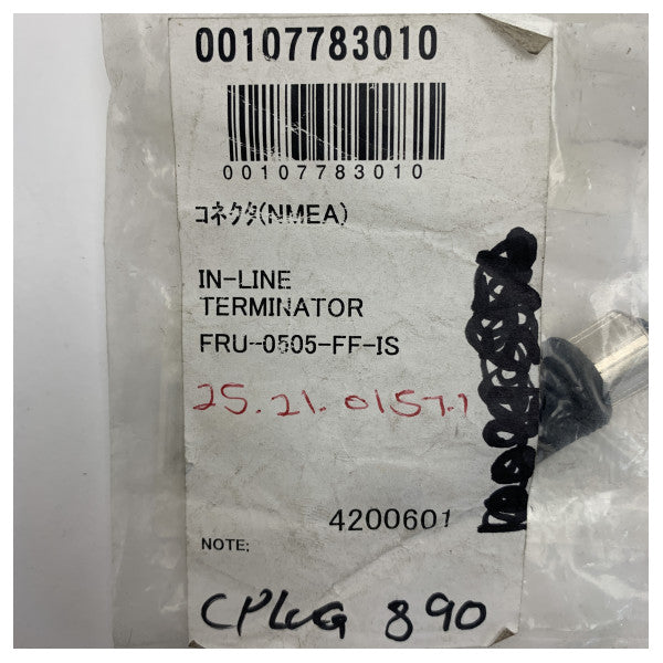 Terminador en línea Furuno FRU-0505-FF-IS para una terminación fiable de la señal de red NMEA