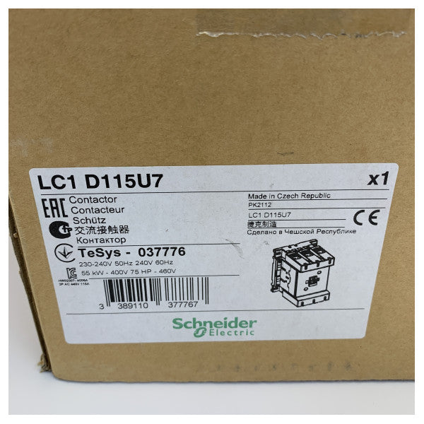 Contacteur Schneider Electric TeSys LC1D115U7 3 pôles 115 A 240 V CA 55 kW 