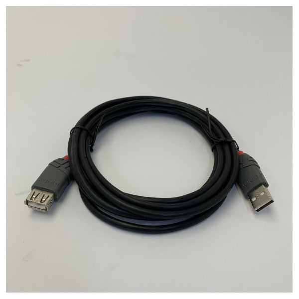 USB 2.0 Extension Cable 3m - Male to Female (M/F) Extender Cord - Black 