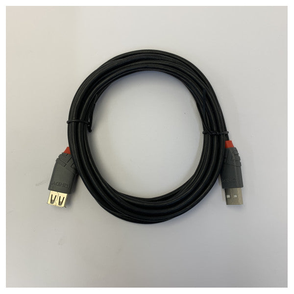 USB 2.0 forlængerledning 3 m - han til hun (M/F) forlængerkabel - sort 