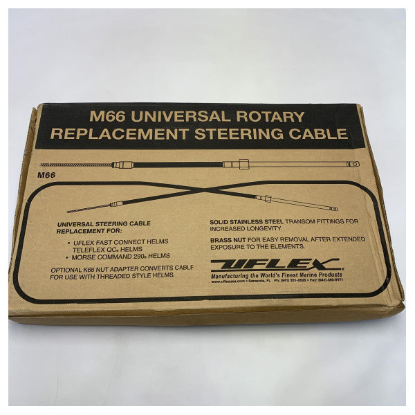 Uflex Universal Marine Steering Cable M66 X 20ft � Holdbar udskiftning i rustfrit stål til Uflex Fast Connect, Teleflex QC & Morse Command 290 Helmet-modeller