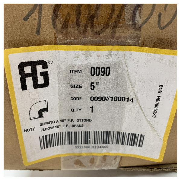 Guidi Brass 5 tuuman 90 asteen kulmakappaleen liitos naaras-naaraskierre korroosionkestävä meriluokka - 0090#100014