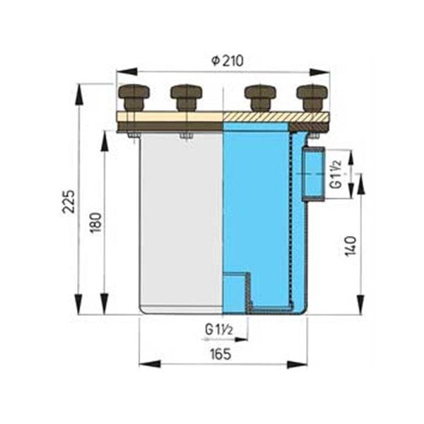 Vetus rustfritt stål sjøvannsfilter FTR525 - 1 1/2 tommer 