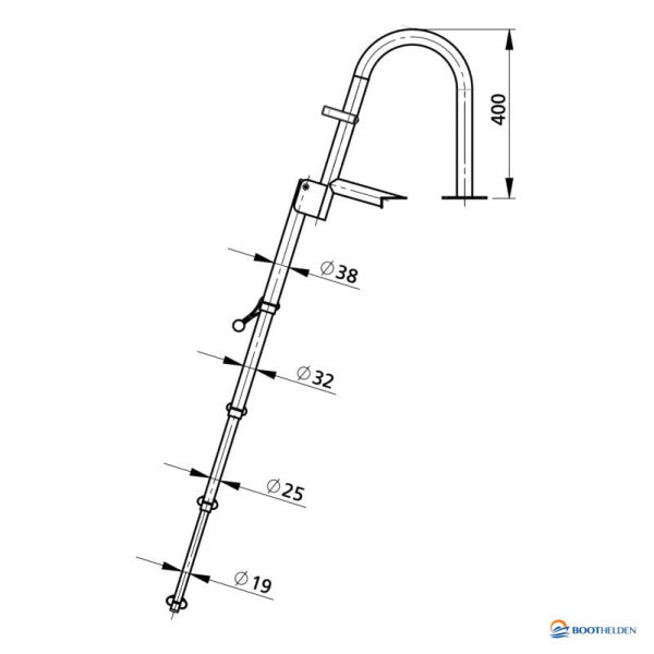Vetus Inossidabbli Stainless Steel Telescopic Boat Ladder - 4 Passi Folding Swim Platform Ladder għal Dgħajjes u Yatchs 