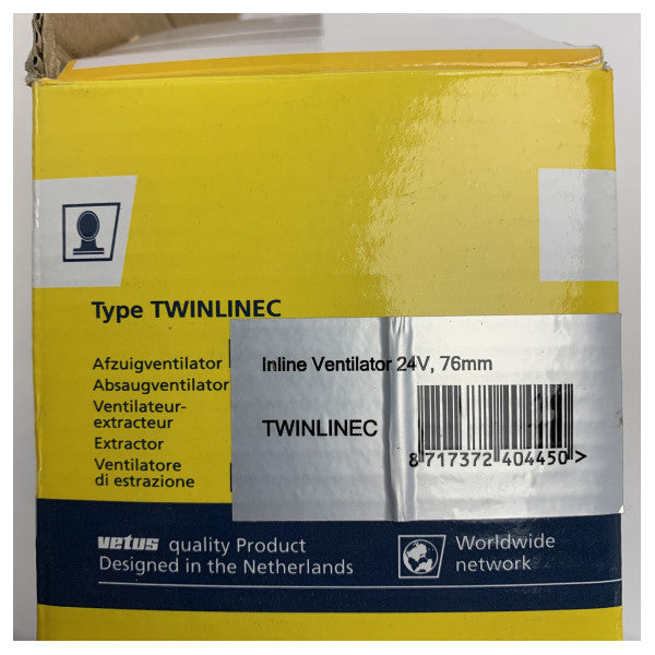 Vetus TWINLINEC 24V Inline Deniz Havalandırıcı 76mm - Botlar ve Gemiler için Güçlü Havalandırma Fanı 