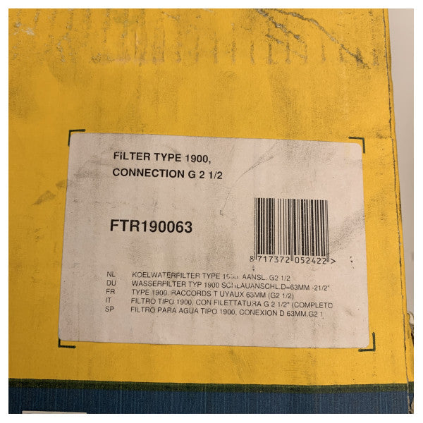 Vetus Robust Marine Coolant Water Filter Type 1900 with Stainless Steel Insert G2 1/2 Connection 