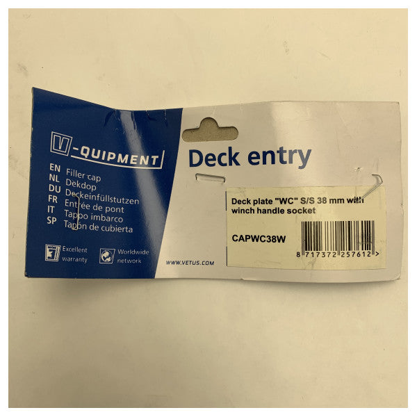 Vetus ruostumattomasta teräksestä valmistettu vesikorkki 38mm - CAPWC38W 