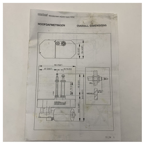 محرك مساحات الزجاج الأمامي فيتوس HDM12 12V 75W للقوارب البحرية - قوي ودائم 