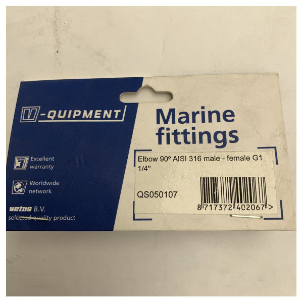 Vetus QS050107 connexion en acier inoxydable à 90 degrés coudée 1 1/4 pouce 