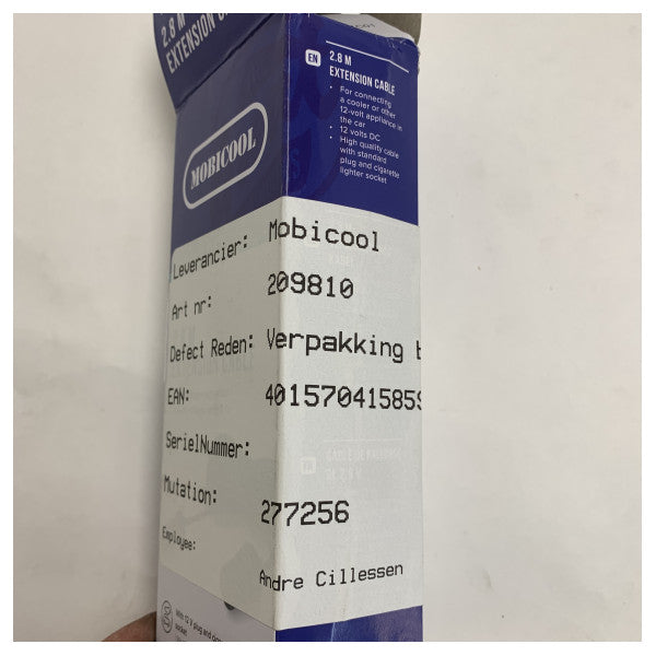 Cavo di estensione per la scatola di raffreddamento a compressore Mobicool Y03 12V - 2,8 metri 