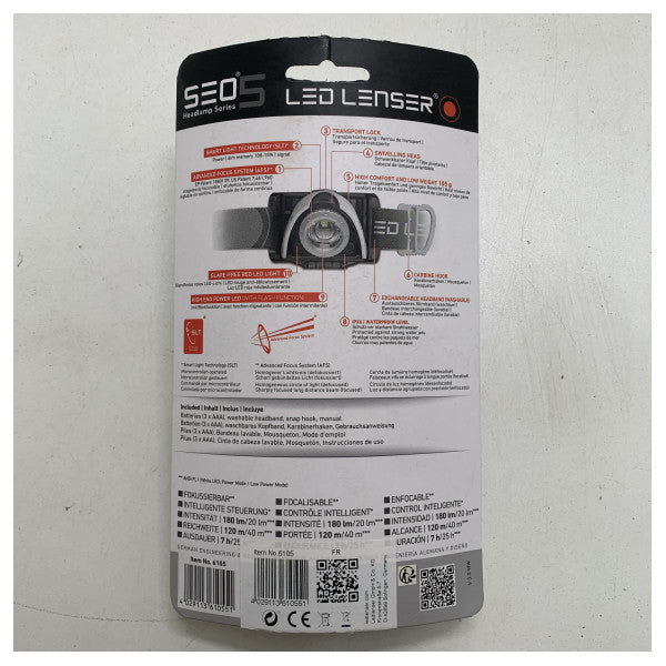 LED Lenser SEO5 Waterproof Headlamp Gray - 2396105