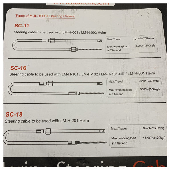 Multiflex SC-16 Καλώδιο Διεύθυνσης για Θαλάσσιες Συσκευές - Ανθεκτική Λύση Διεύθυνσης Σκάφους 
