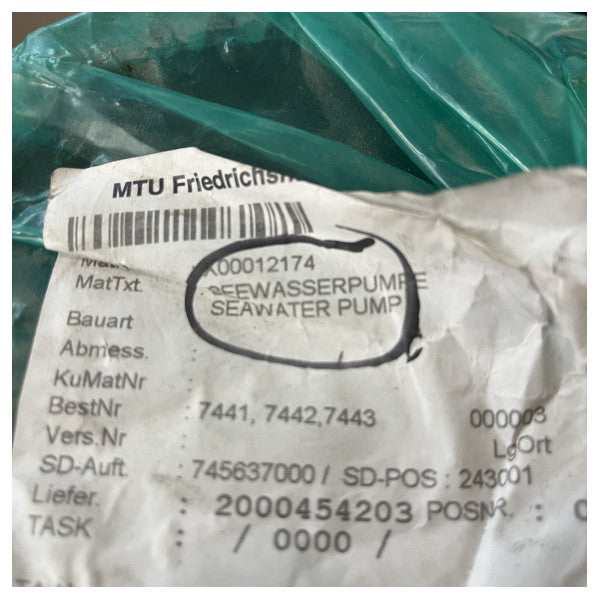 MTU original havsvattenpump i brons för 2775 HP motor - X00012174