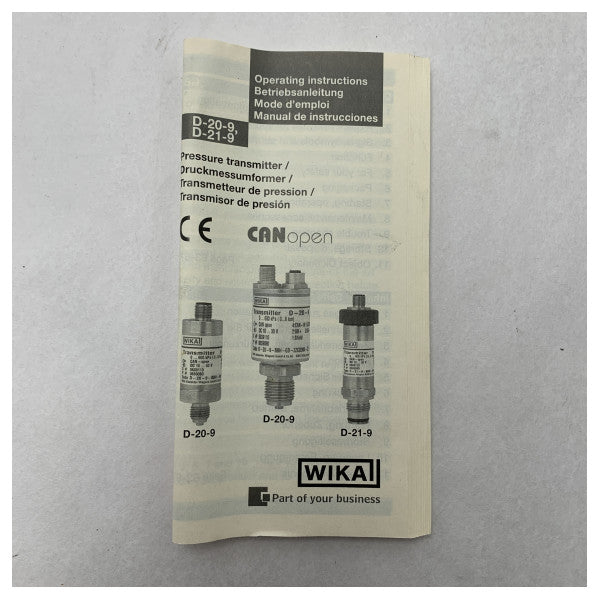 Wika D-20-9 Sensore di pressione marino in acciaio inox 0-0,25 Bar Interfaccia CANopen