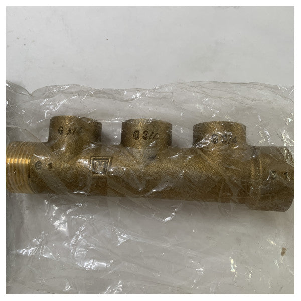 Vetus Brass Marine Manifold 1x G1 auf 3x G3/4 für Wasser- und Kraftstoffsysteme - MAN3G3-4 