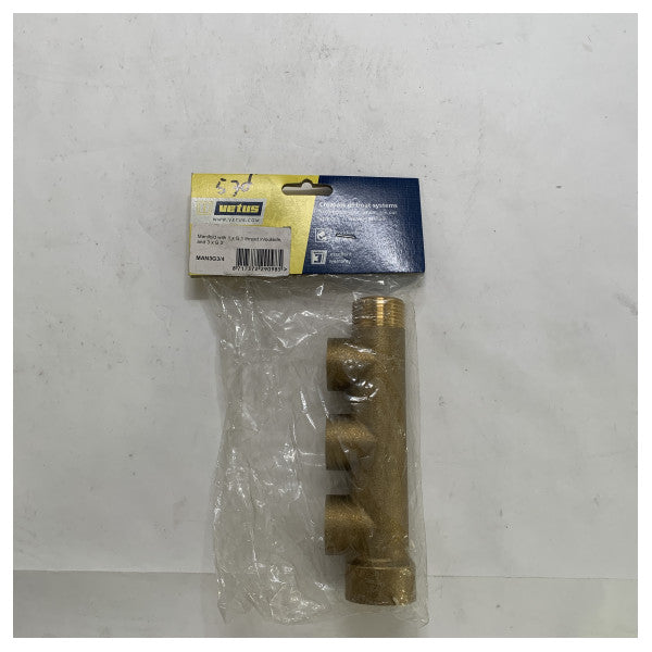 Vetus Brass Marine Manifold 1x G1 auf 3x G3/4 für Wasser- und Kraftstoffsysteme - MAN3G3-4 