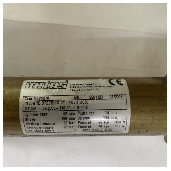 Vetus MTC5210 hydraulisk bådstyringscylinder 160 mm - 104 cc - 510 nm 