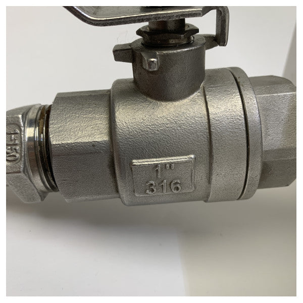 Valvola a sfera marina in acciaio inox da 1 pollice con piastra di montaggio White Tru-Hull 