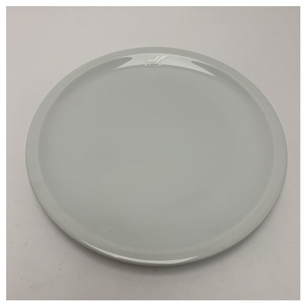 CRN Издръжлива порцеланова чиния за вечеря с хромиран ръб - 24 см, водоустойчива и подходяща за миене в съдомиялна машина