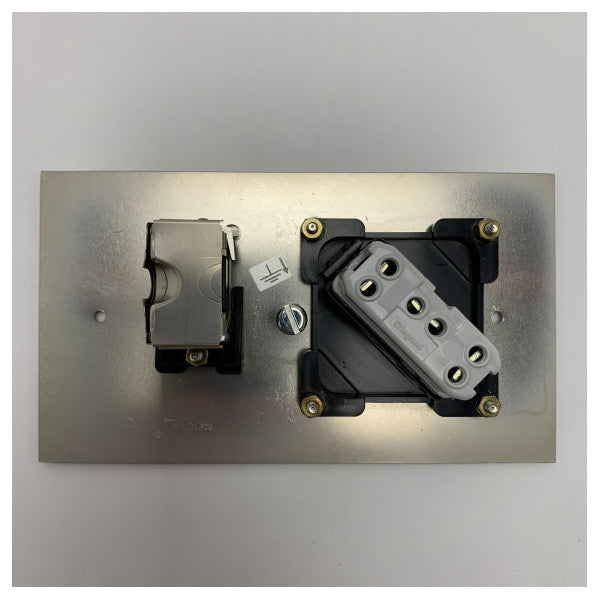Meljac Marine Grade Stainless Steel RJ45 & Bipolar Switch Panel 142x80mm til maritime elektriske installationer