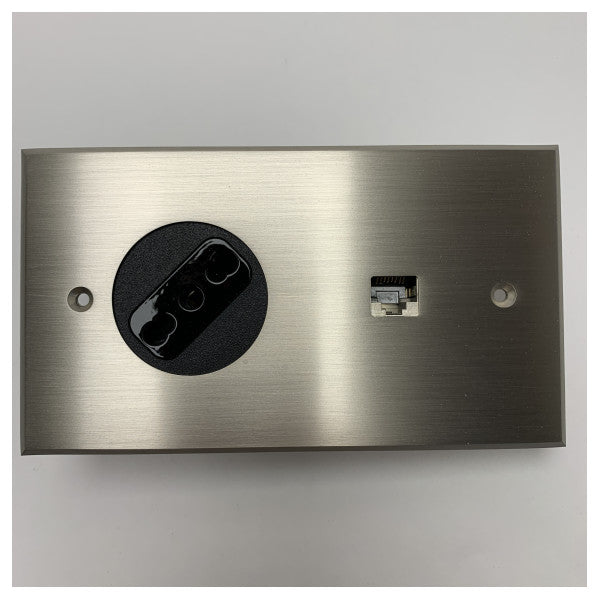 Meljac Marine Grade Stainless Steel RJ45 & Bipolar Switch Panel 142x80mm til maritime elektriske installationer