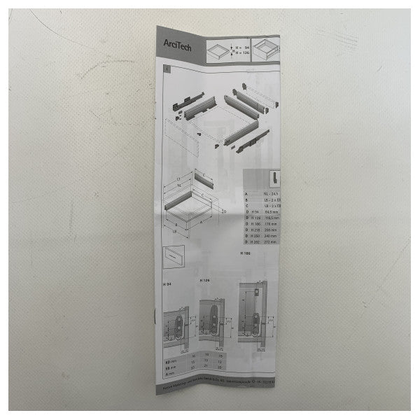 Kit de glissière de tiroir Hettich Arcitech de 450 mm en acier marin avec fermeture douce 