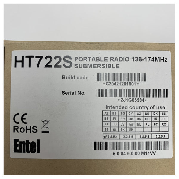 Entel HT722S VHFハイバンドマリンハンドヘルドラジオ完全セット - 136 - 174 MHz 5W 