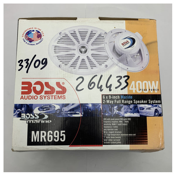 Boss Audio MR695 high output marine speakers 400W white