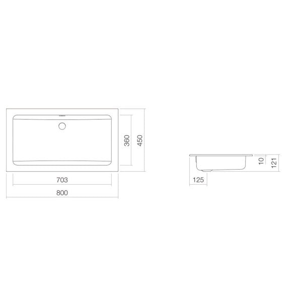 Alape EB.R800 洗面ボウル 800 x 121 x 450 mm - 耐久性に優れた船舶用セラミックシンク - 2203200000