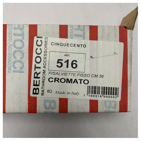 Bertocci 516 36 cm handdukshållare i krom � Hållbart metallställ för marina och fuktiga miljöer