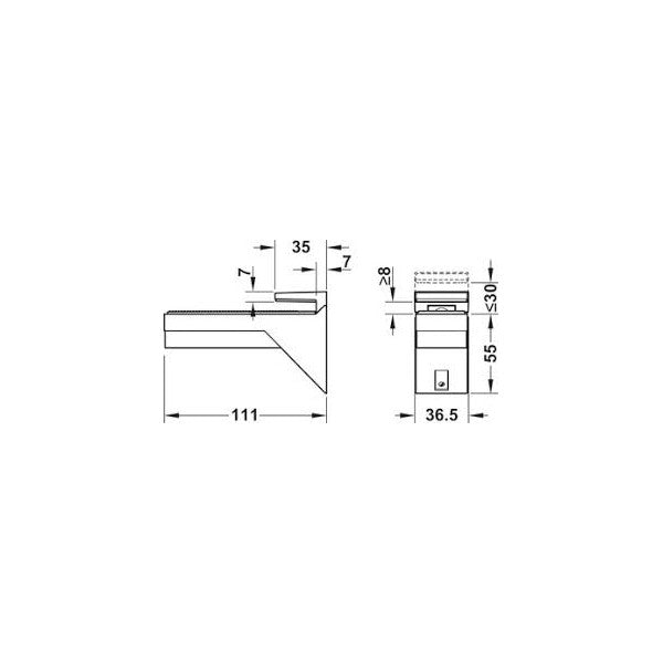 Hafele 284.09.280 Soporte de vidrio de acero inoxidable y madera