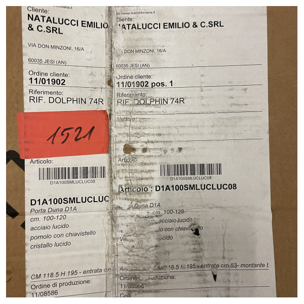 Морські двері Bianchi & Fontana з полірованої нержавіючої сталі та прозорого скла з замком - міцні та елегантні суднові двері