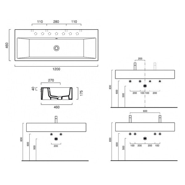 Catalano 12VE Verso 120 Weißes Keramik-Waschtischbecken für die Schifffahrt - Langlebiges & modernes Waschbecken für die Schifffahrt