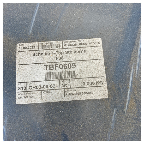 Fjord F38 glass insert plate for T-Top - A2019-307108 - TBF0609