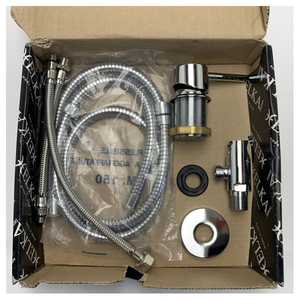 ELKA ART.4050 Parlak Krom Deniz Duş Bataryası - Esnek Hortumlu Dayanıklı, Kompakt Tekne Bataryası